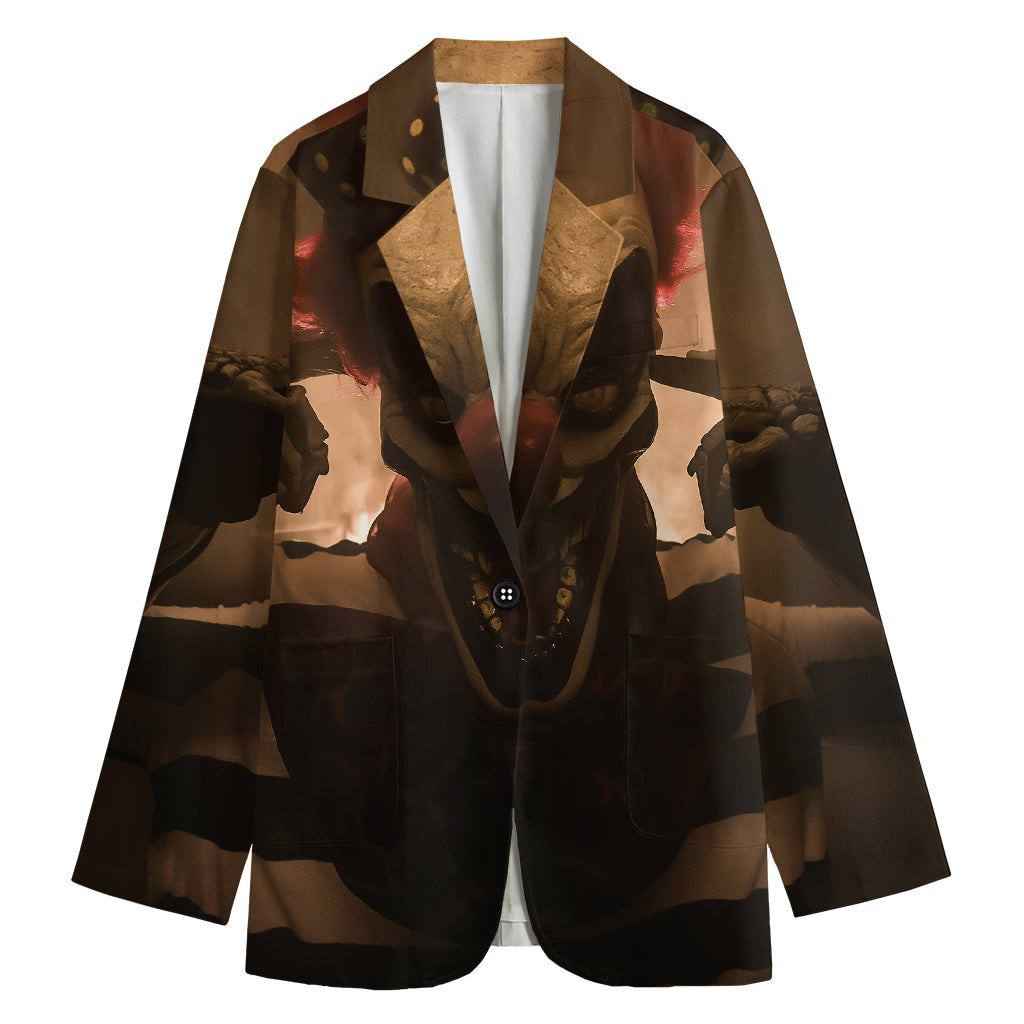 Scary Clown Print Women's Cotton Blazer