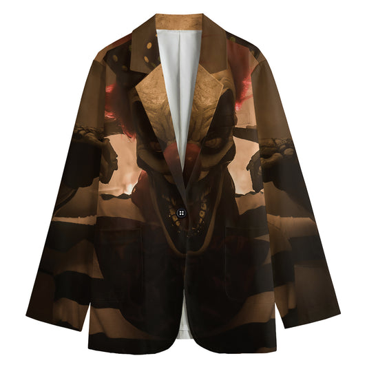 Scary Clown Print Women's Cotton Blazer