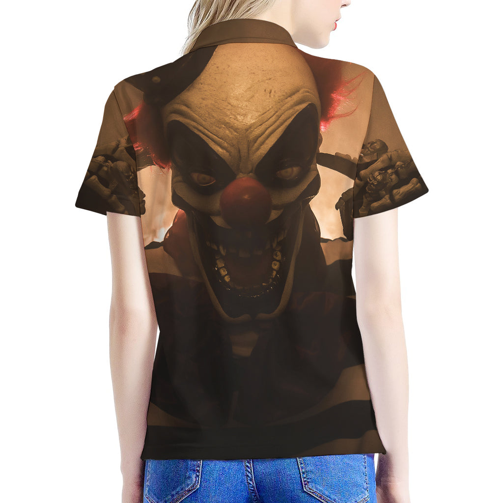 Scary Clown Print Women's Polo Shirt