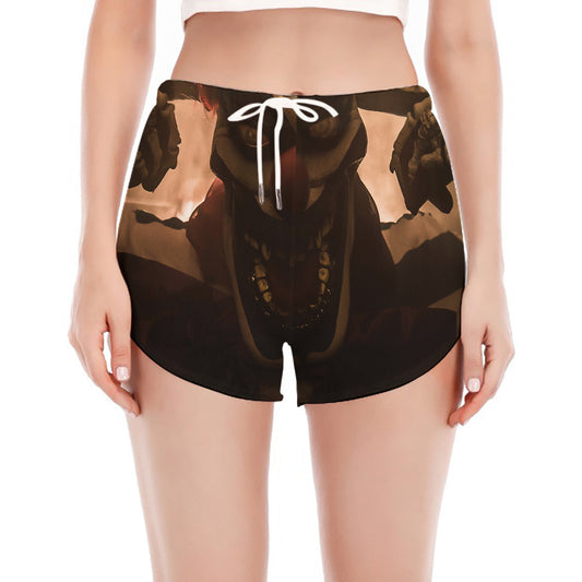 Scary Clown Print Women's Split Running Shorts
