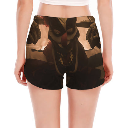 Scary Clown Print Women's Split Running Shorts