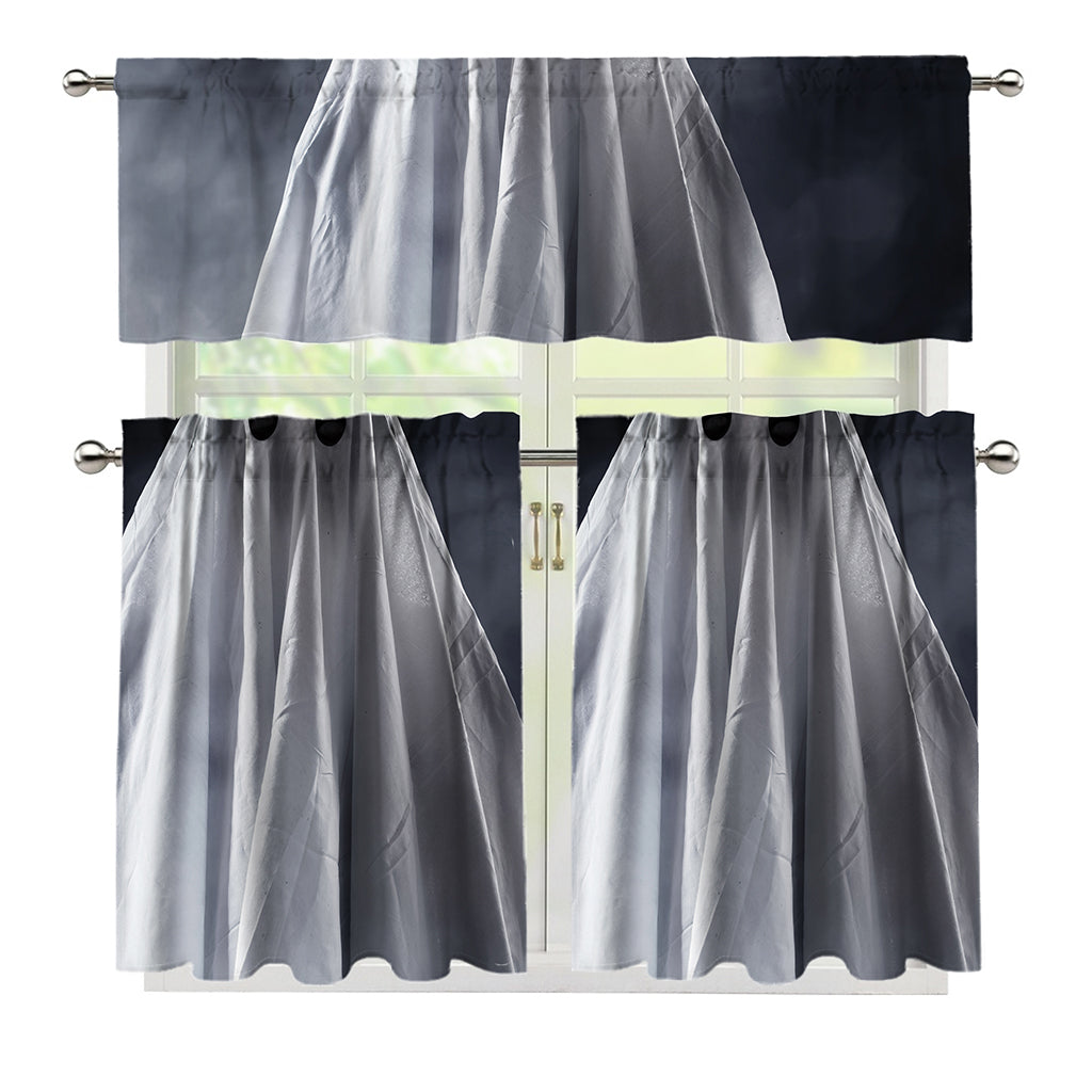 Scary Ghost 3D Print 3 Piece Kitchen Curtains
