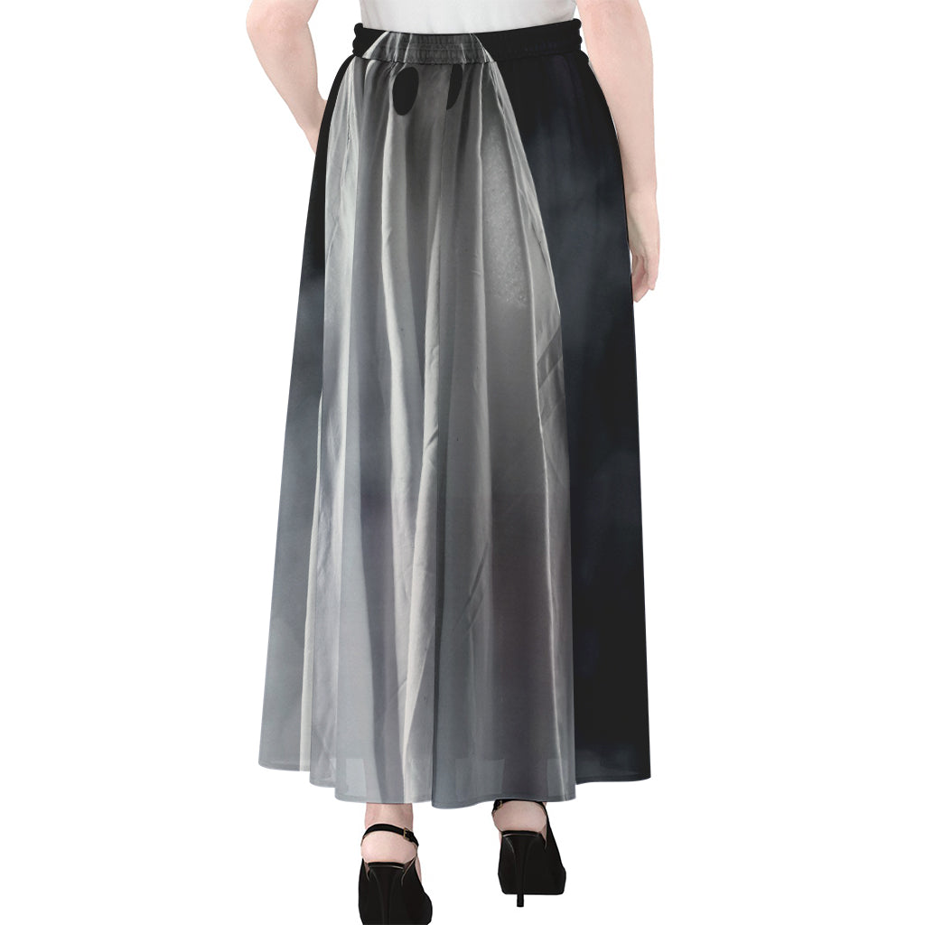 Scary Ghost 3D Print Chiffon Maxi Skirt