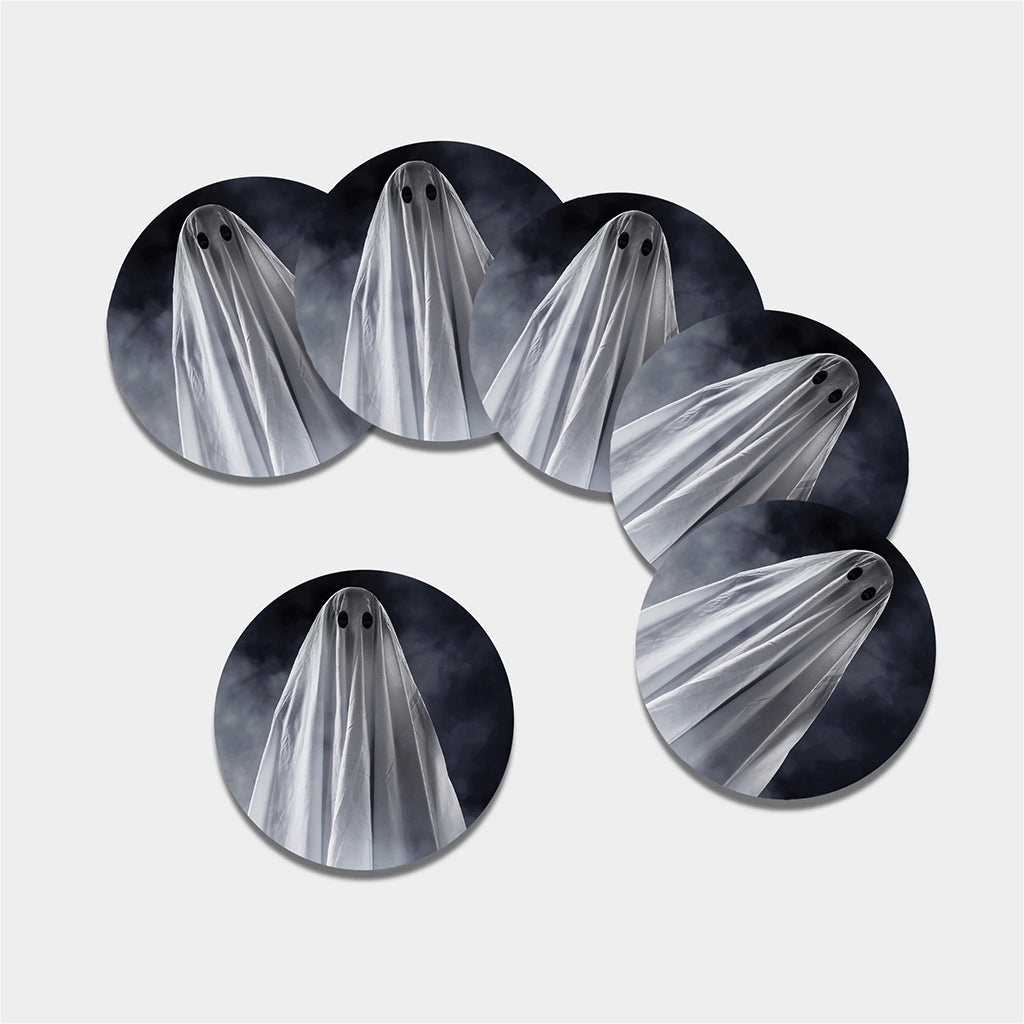 Scary Ghost 3D Print Leather Coaster Set