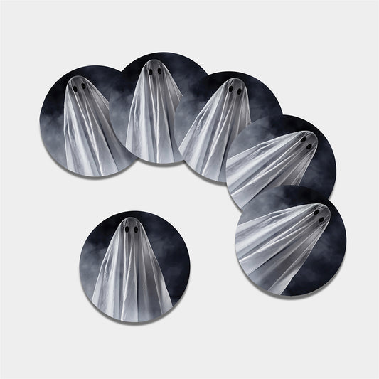 Scary Ghost 3D Print Leather Coaster Set