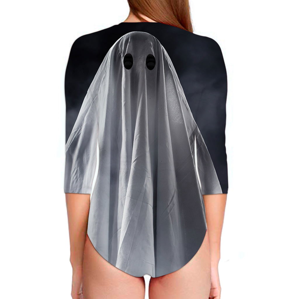 Scary Ghost 3D Print Long Sleeve Swimsuit