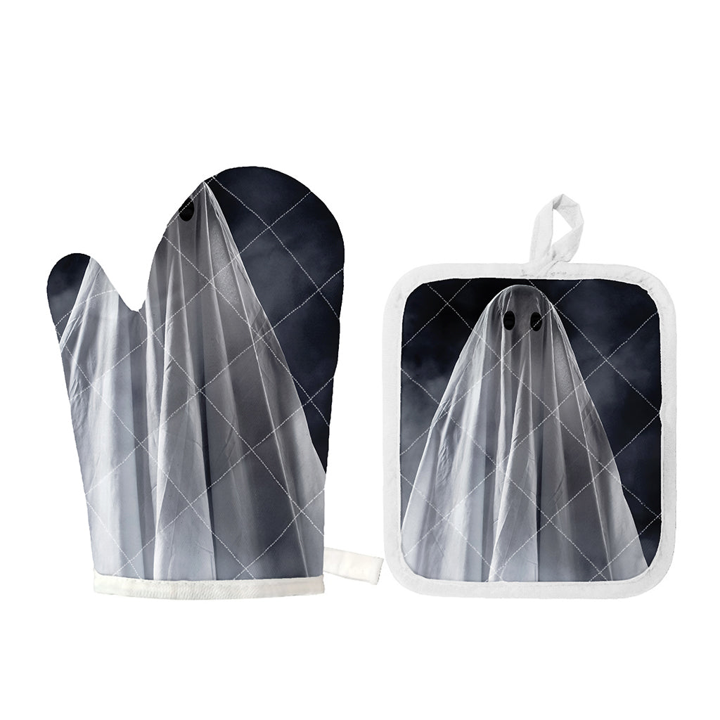 Scary Ghost 3D Print Oven Mitt And Pot Holder Set