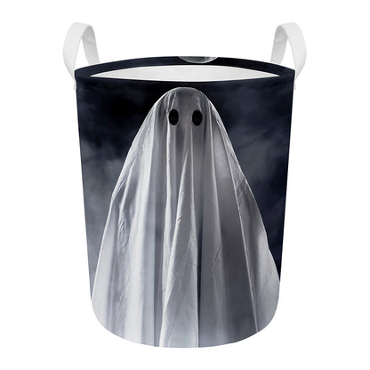 Scary Ghost 3D Print Round Laundry Basket