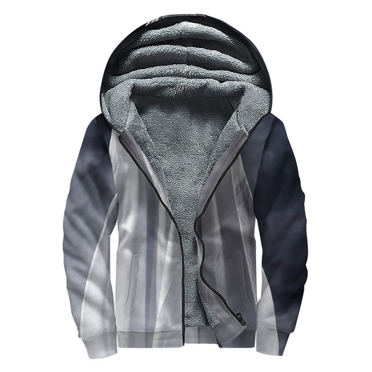 Scary Ghost 3D Print Sherpa Lined Zip Up Hoodie