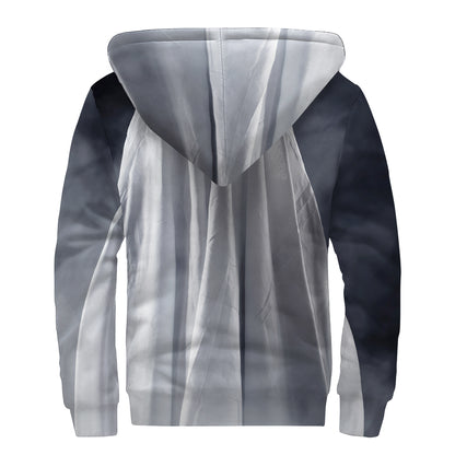 Scary Ghost 3D Print Sherpa Lined Zip Up Hoodie