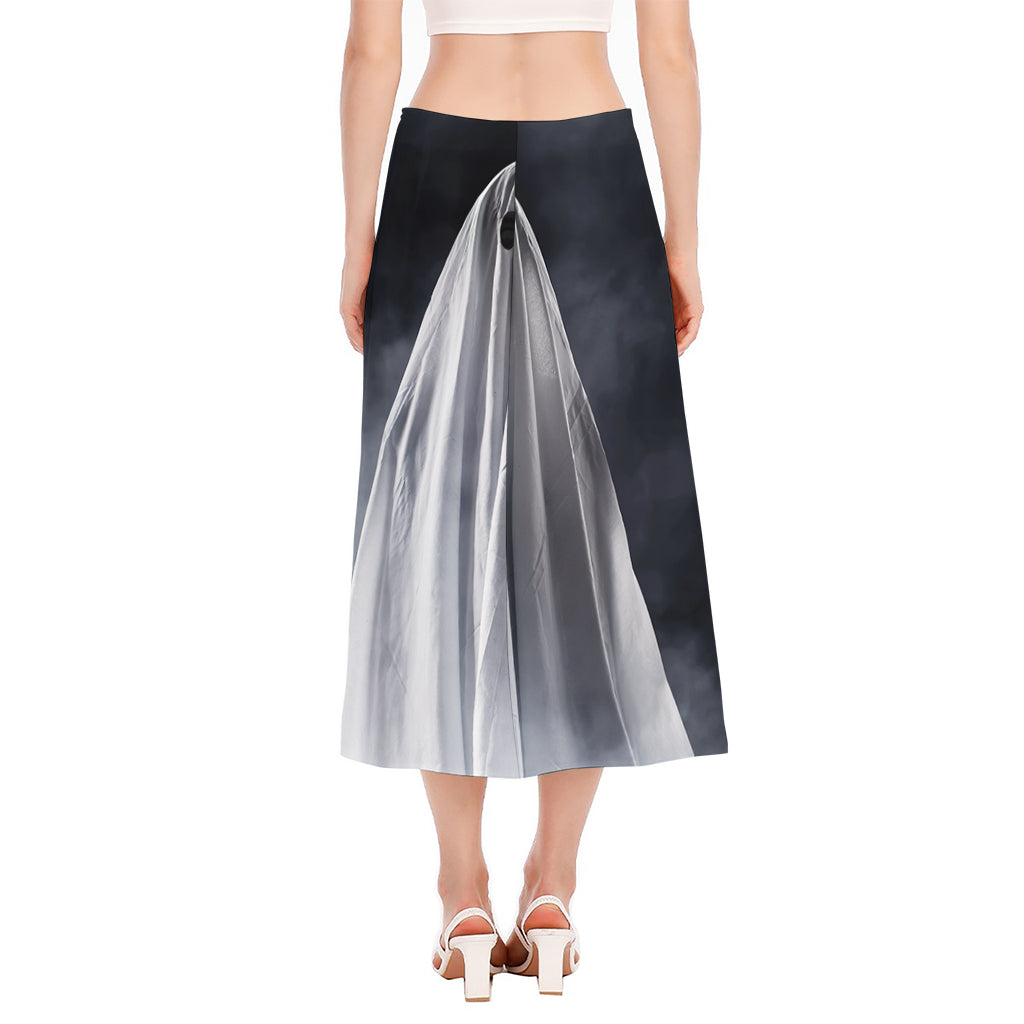 Scary Ghost 3D Print Side Slit Midi Skirt