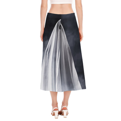 Scary Ghost 3D Print Side Slit Midi Skirt