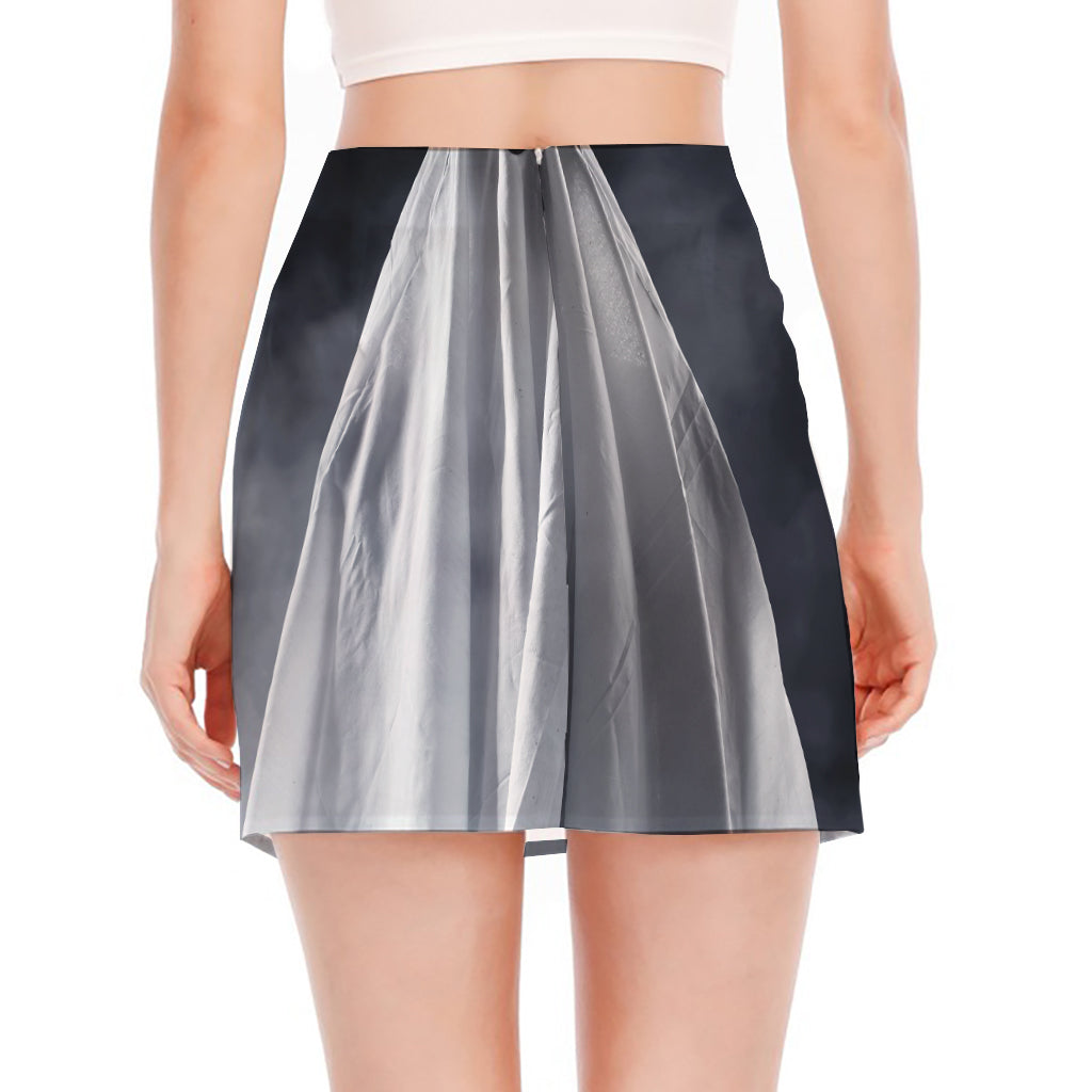 Scary Ghost 3D Print Side Slit Mini Skirt