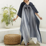 Scary Ghost 3D Print Silk V-Neck Kaftan Dress