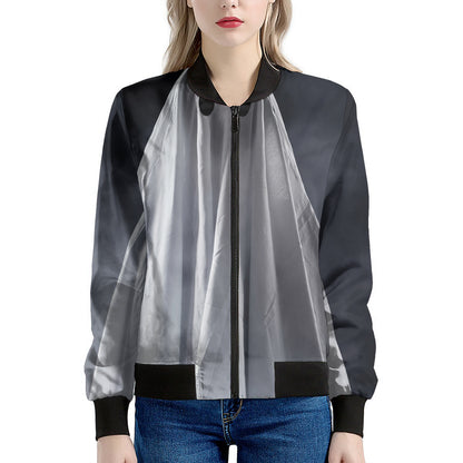 Scary Ghost 3D Print Women's Bomber Jacket