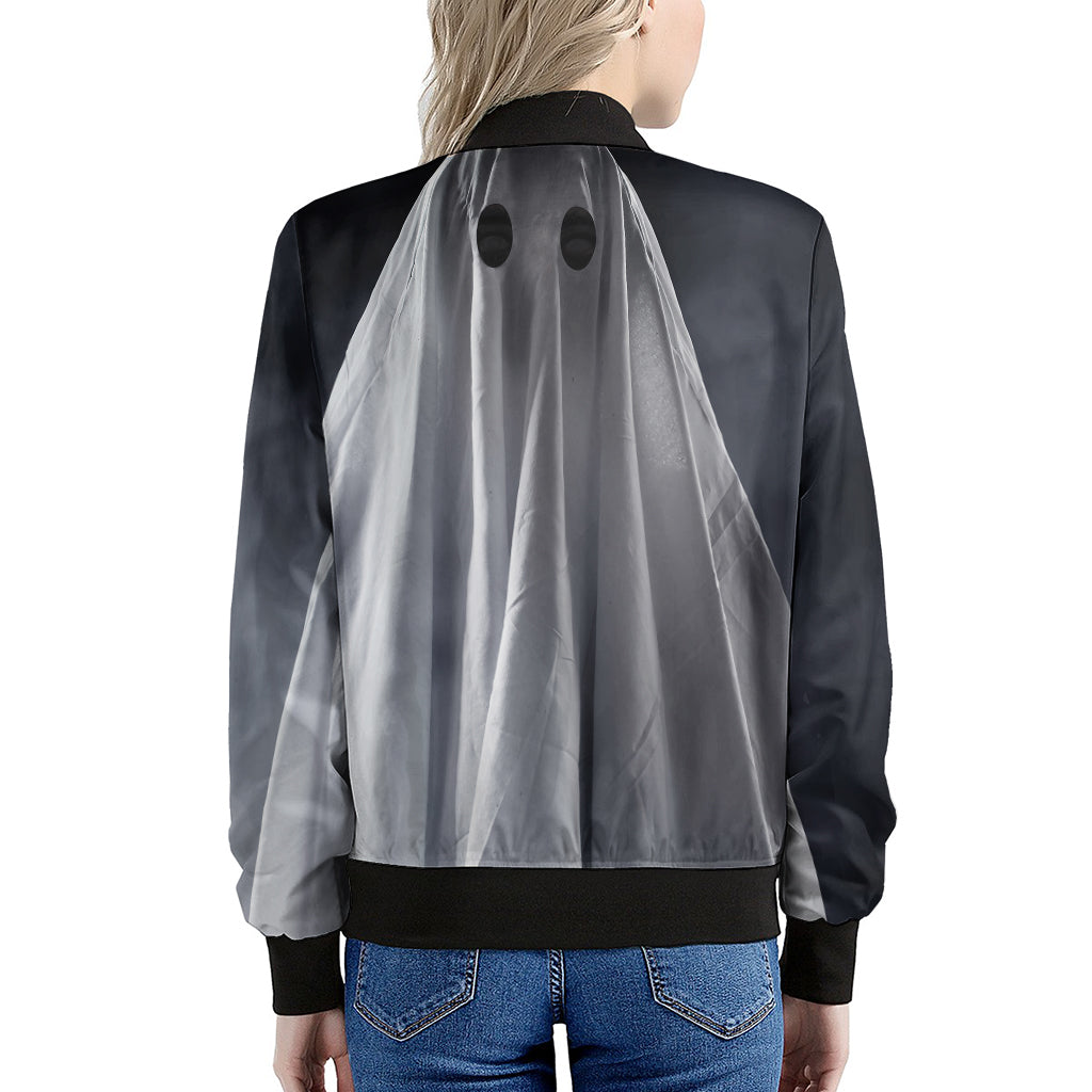 Scary Ghost 3D Print Women's Bomber Jacket