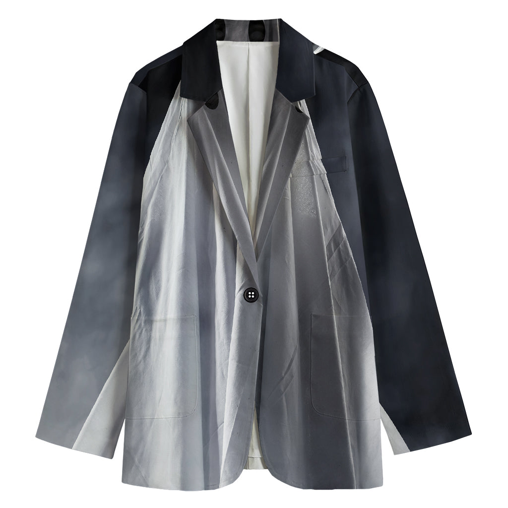 Scary Ghost 3D Print Women's Cotton Blazer