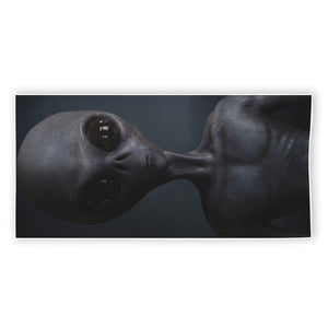 Scary Grey Alien 3D Print Beach Towel