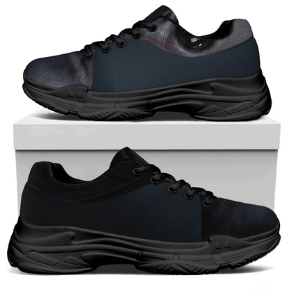Scary Grey Alien 3D Print Black Chunky Shoes