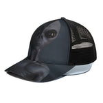 Scary Grey Alien 3D Print Black Mesh Trucker Cap