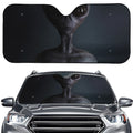 Scary Grey Alien 3D Print Car Windshield Sun Shade