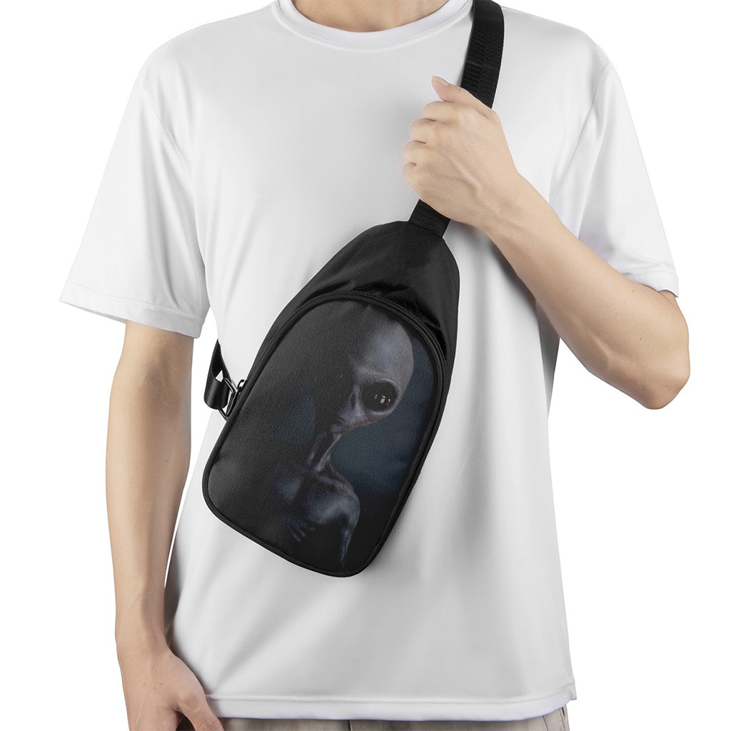 Scary Grey Alien 3D Print Chest Bag