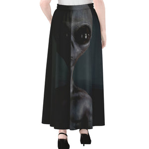 Scary Grey Alien 3D Print Chiffon Maxi Skirt