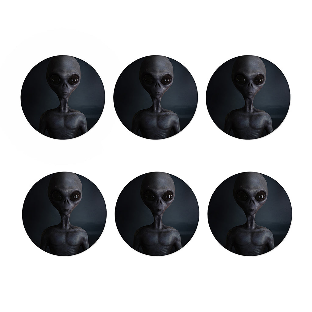 Scary Grey Alien 3D Print Coaster Set