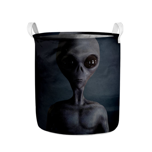 Scary Grey Alien 3D Print Collapsible Laundry Basket