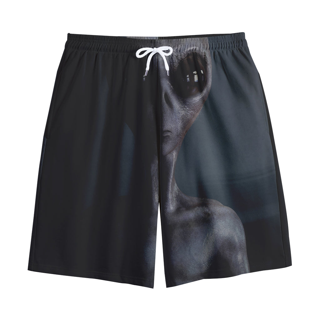 Scary Grey Alien 3D Print Cotton Shorts