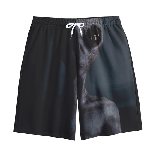 Scary Grey Alien 3D Print Cotton Shorts