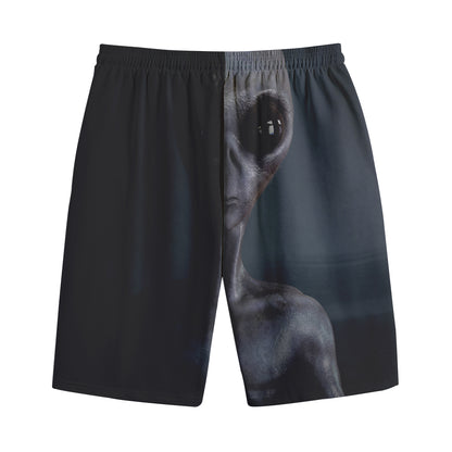 Scary Grey Alien 3D Print Cotton Shorts