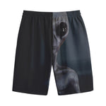 Scary Grey Alien 3D Print Cotton Shorts