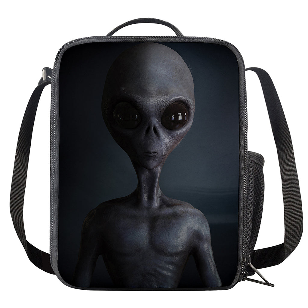 Scary Grey Alien 3D Print Crossbody Lunch Bag