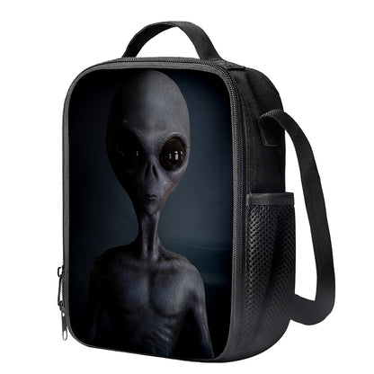 Scary Grey Alien 3D Print Crossbody Lunch Bag