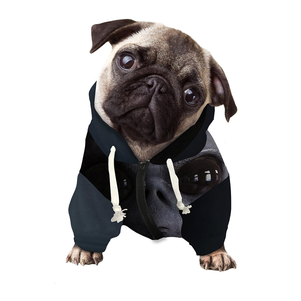 Scary Grey Alien 3D Print Dog Zip Up Hoodie