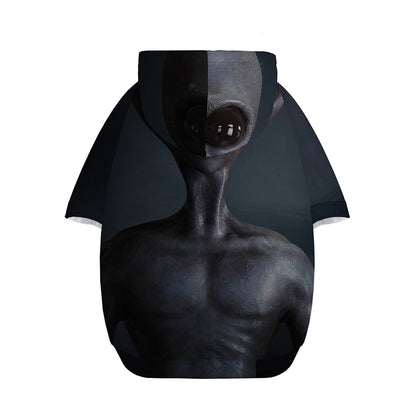 Scary Grey Alien 3D Print Dog Zip Up Hoodie