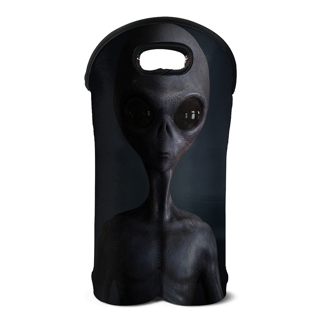 Scary Grey Alien 3D Print Double Neoprene Wine Tote