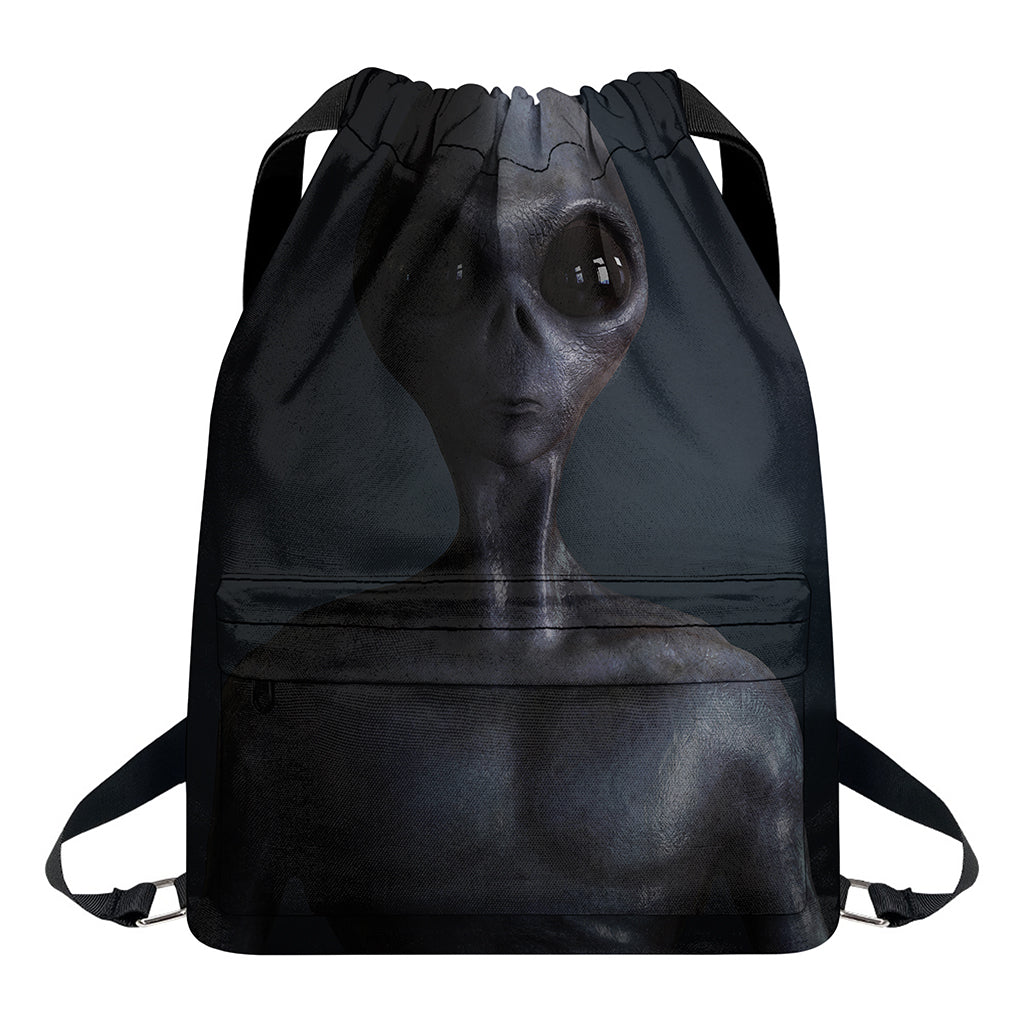 Scary Grey Alien 3D Print Drawstring Backpack