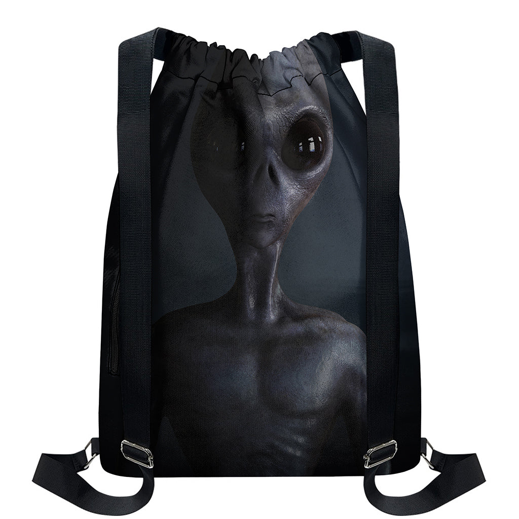 Scary Grey Alien 3D Print Drawstring Backpack