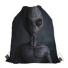 Scary Grey Alien 3D Print Drawstring Bag