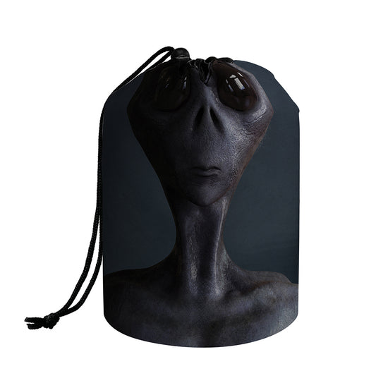 Scary Grey Alien 3D Print Drawstring Makeup Bag