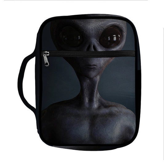 Scary Grey Alien 3D Print Front Pocket Bible Bag