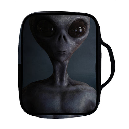 Scary Grey Alien 3D Print Front Pocket Bible Bag
