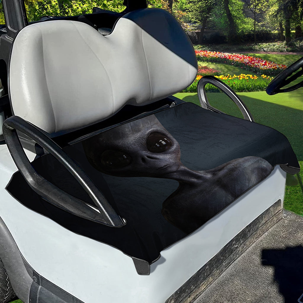Scary Grey Alien 3D Print Golf Cart Seat Cover