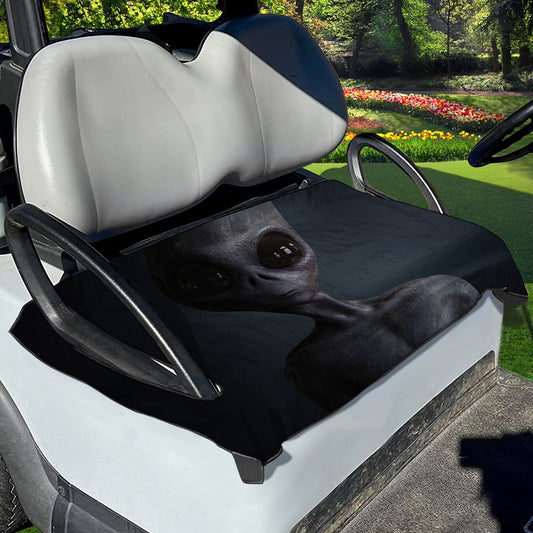 Scary Grey Alien 3D Print Golf Cart Seat Cover
