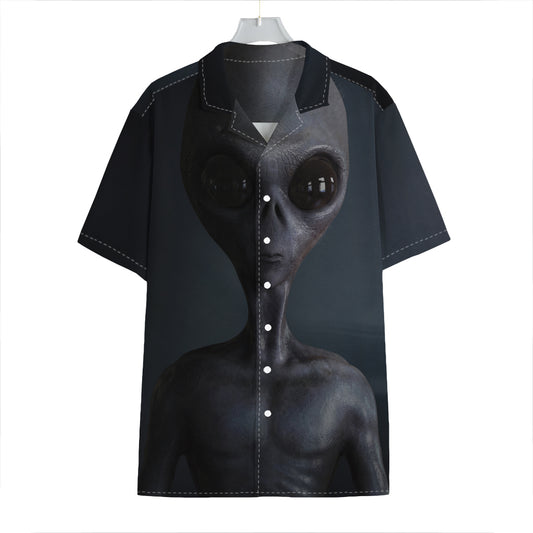 Scary Grey Alien 3D Print Hawaiian Shirt