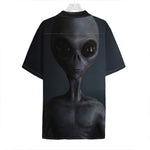 Scary Grey Alien 3D Print Hawaiian Shirt