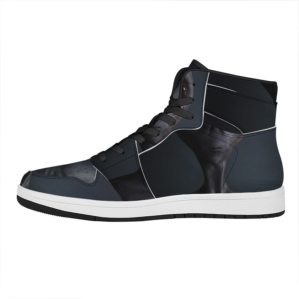 Scary Grey Alien 3D Print High Top Leather Sneakers