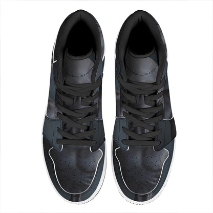 Scary Grey Alien 3D Print High Top Leather Sneakers